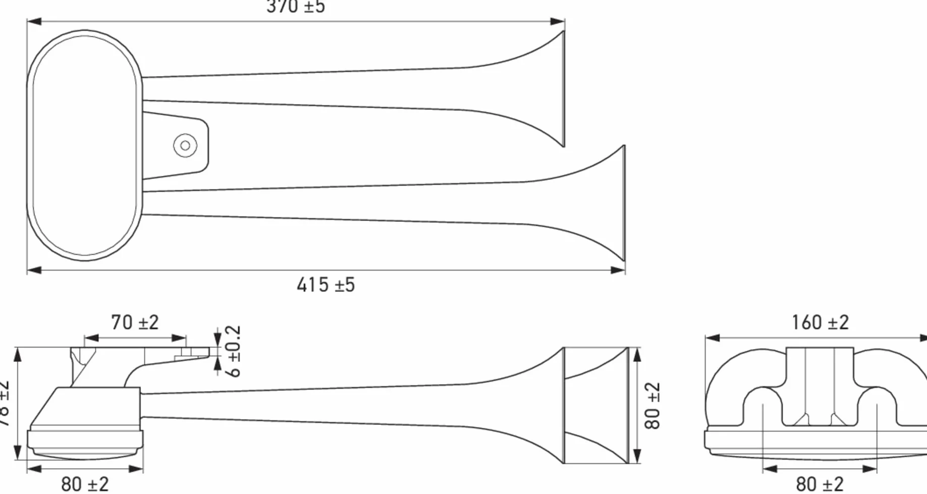 HELLA Fanfara CA34 24V 115dB 300-350Hz Sygnał niski wysoki ECE chromowy czarny