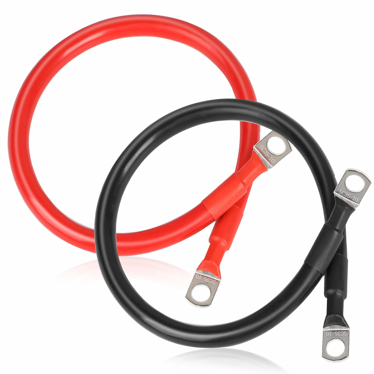 SWAWIS kabel do akumulatora M10 50 cm 35 mm2 12V/24V miedziany z zaciskami pierścieniowymi