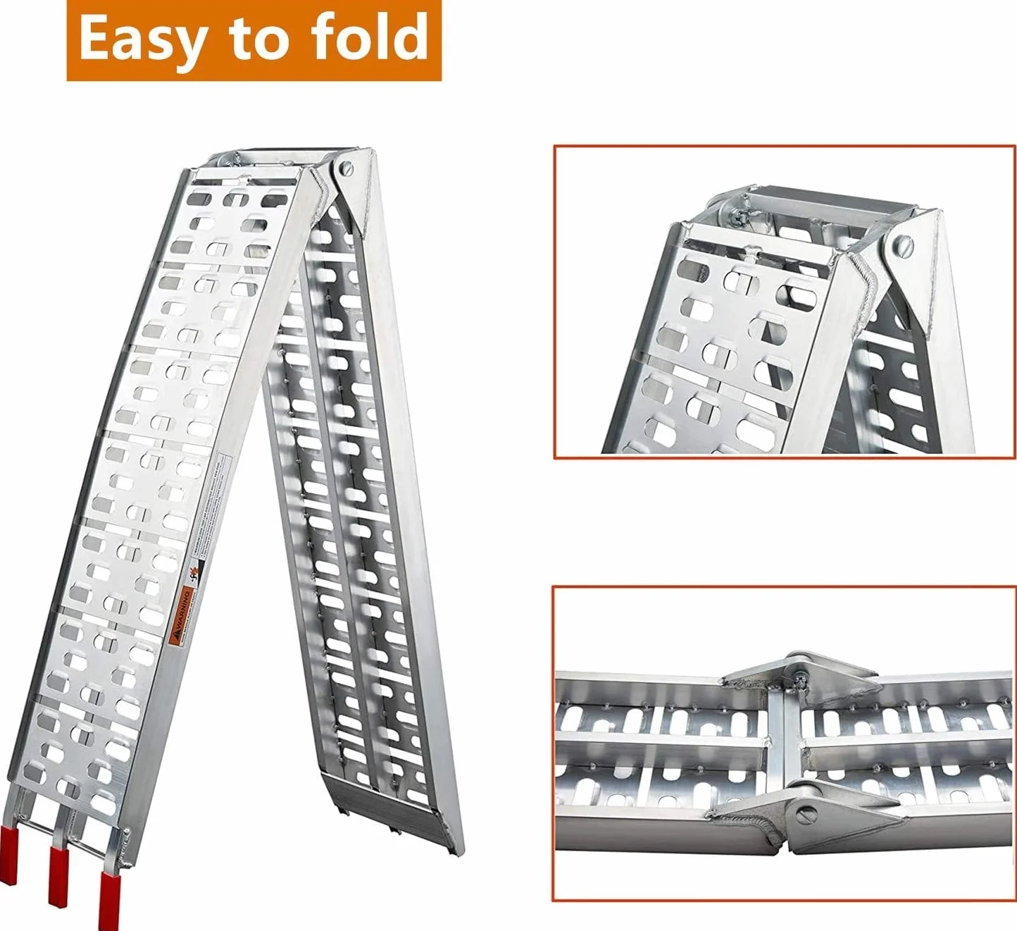 Ikodm 2 x aluminiowa rampa najazdowa, składana, aluminiowa, nośność do 680 kg, szyna załadunkowa, antypoślizgowa, składana, do motocykli, ATV, quadów, samochodów osobowych, srebrna