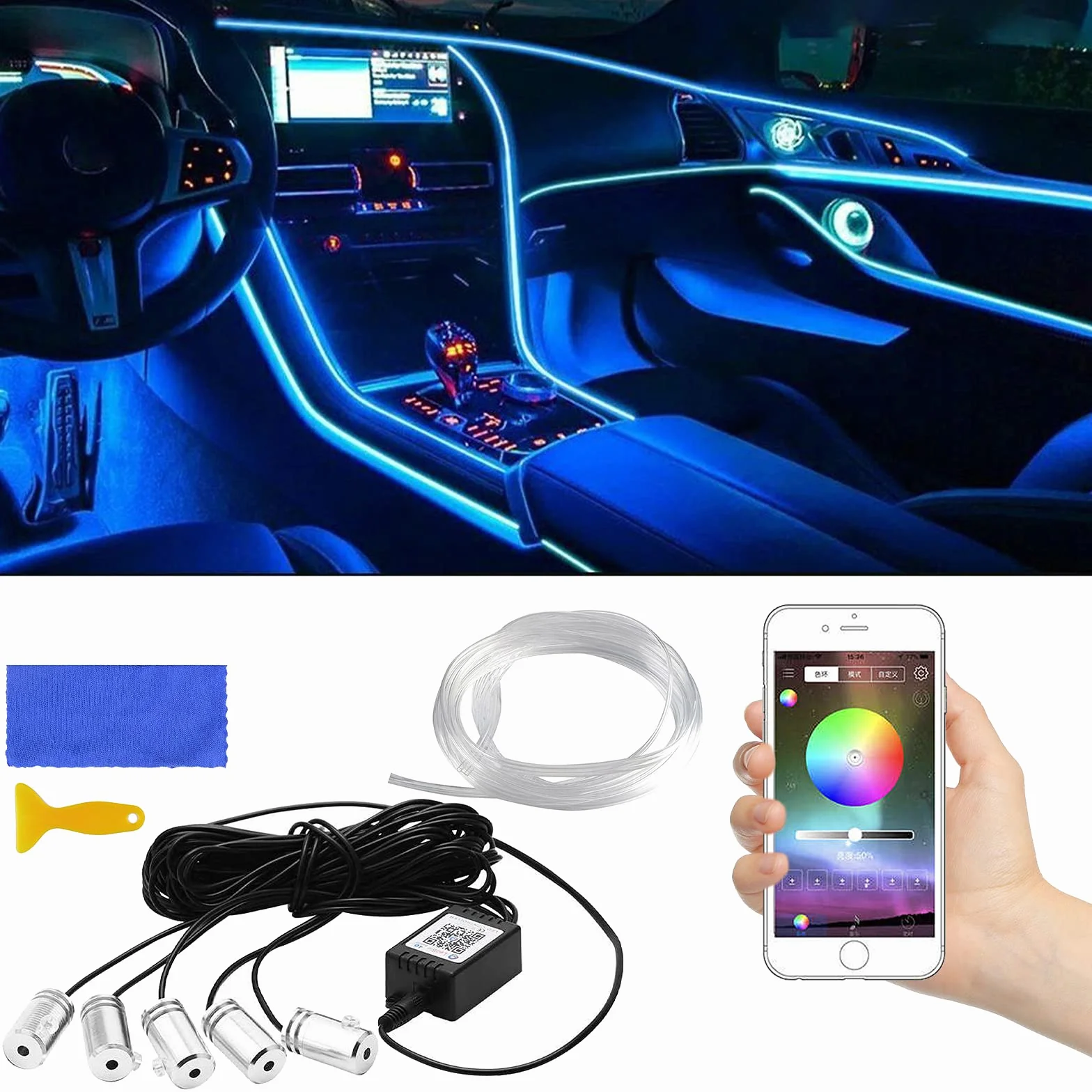 Taśma LED 6m RGB 16M kolorów aktywny dźwięk zestaw oświetlenia otoczenia Bluetooth