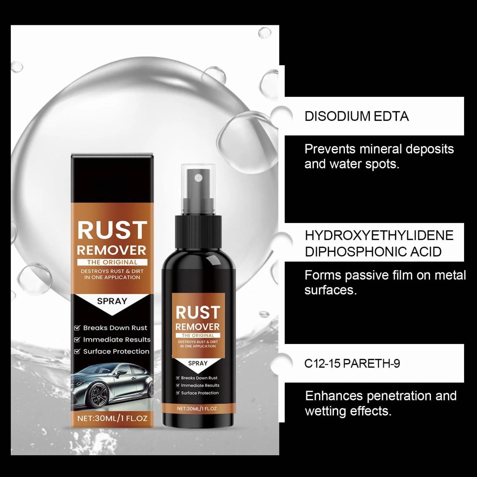 spray do usuwania rdzy z metalu, usuwanie rdzy, zmywacz rdzy, zmywacz rdzy z samochodu, spray do usuwania rdzy, zmywacz rdzy do metalu/roweru/samochodu/łańcucha rowerowego (1)