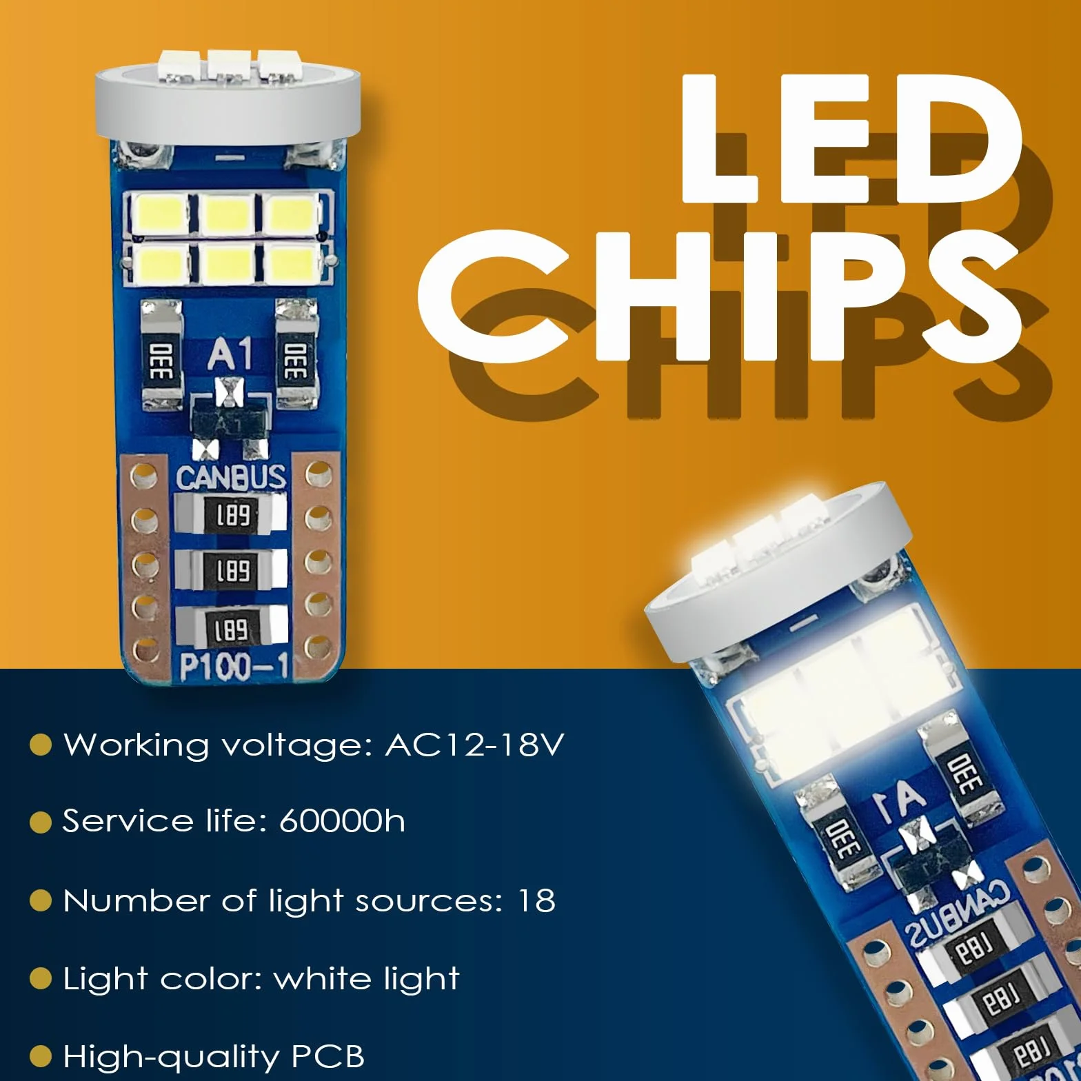 LED 6500K T10 W5W 12V 369 LM 2.1 W oświetlenie wnętrza samochodu 10 sztuk