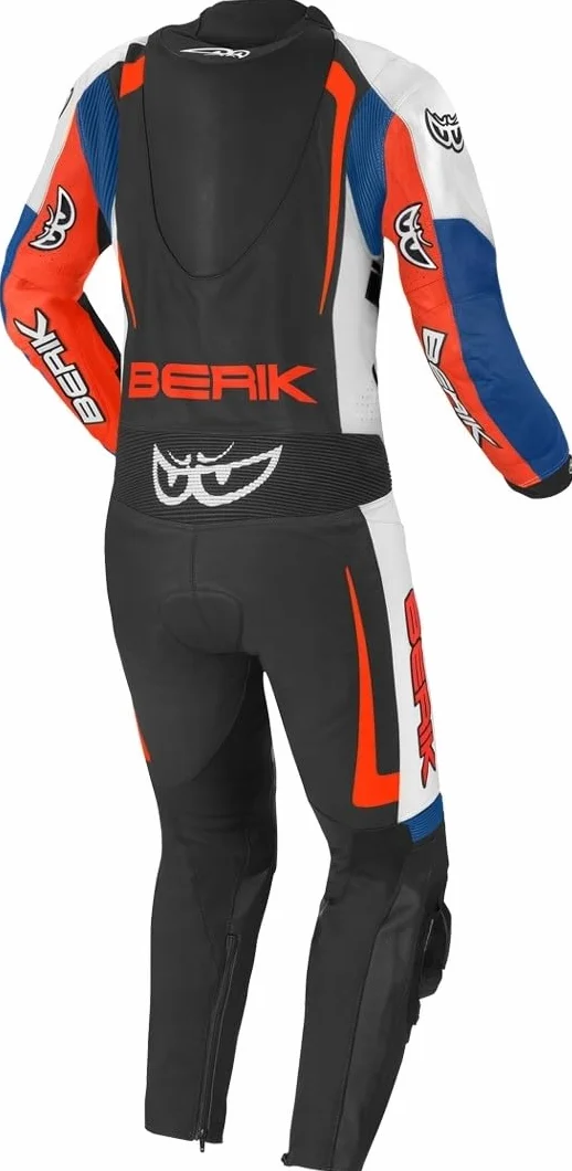 Berik Race-X Jednoczęściowy skórzany garnitur, czarny/biały/czerwony/niebieski, 56