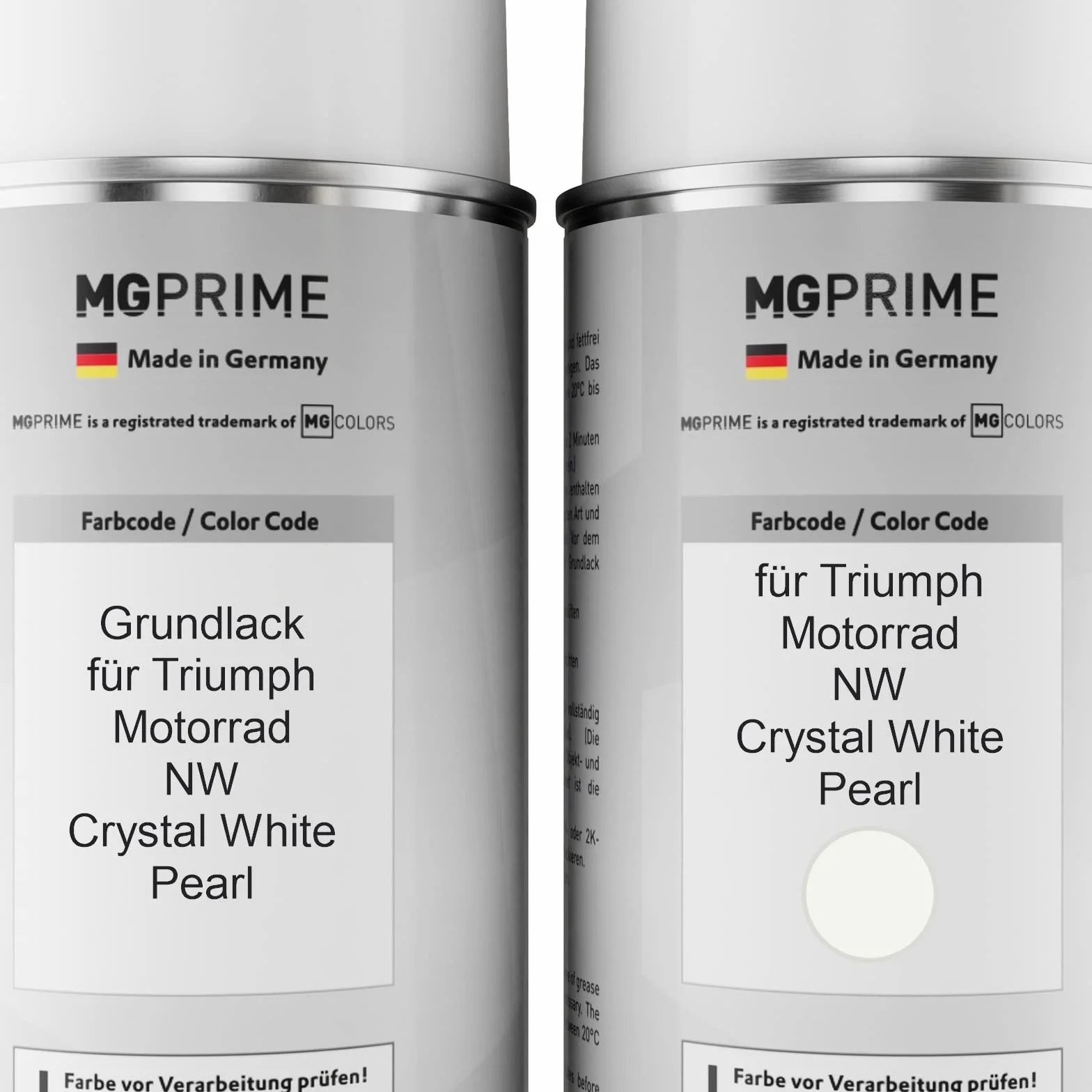 MG PRIME Lakier do motocykli Zestaw puszek z lakierem w sprayu 2K dla Triumph Motorrad NW Crystal White Pearl Lakier bazowy 2 komponenty Lakier bezbarwny w sprayu
