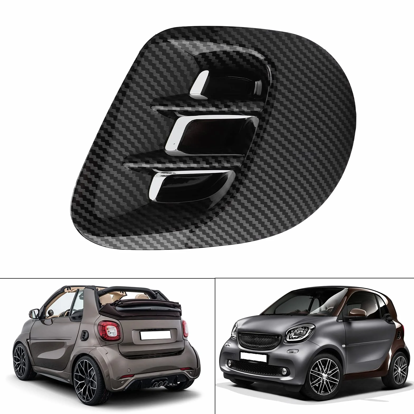 Aramox Tylny Błotnik Boczny Odpowietrznik Pasuje do Smart Fortwo/Forfour 453 2015-2021, ABS Tylny Błotnik Boczny Odpowietrznik Pokrywa Wykończenia Wymiana(Styl z włókna węglowego)
