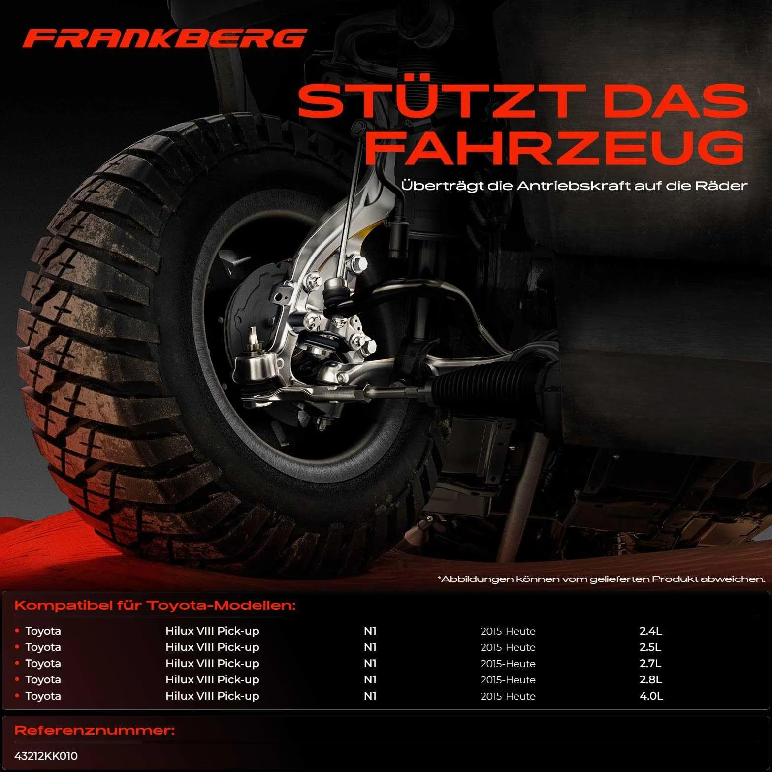 Ramię osi zawieszenie koła przednie lewe do Hilux VIII GUN1 N1 2.4L-4.0L Pick-up 2015-Dziś 43212KK010