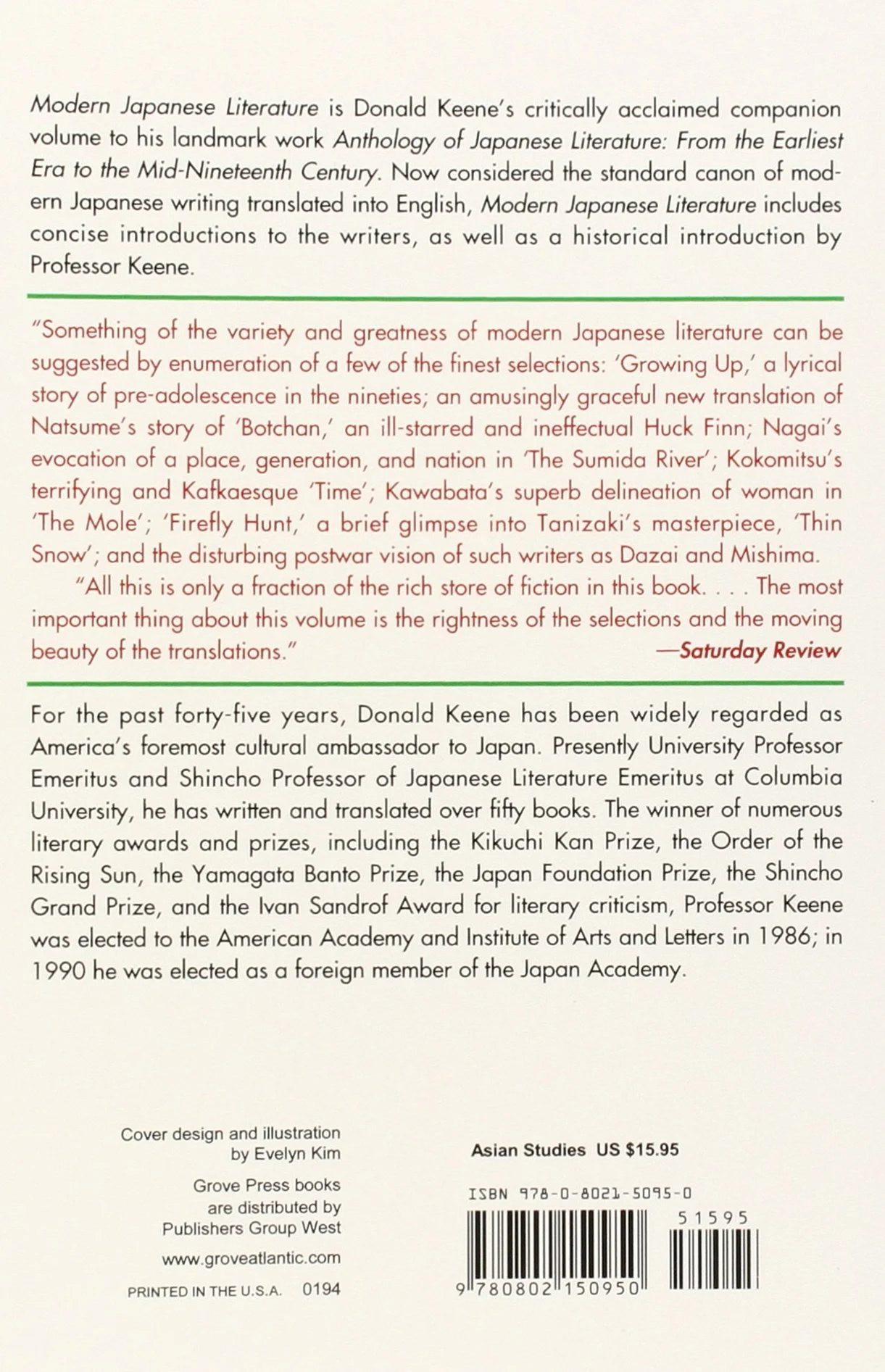 Modern Japanese Literature: From 1868 to the Present Day