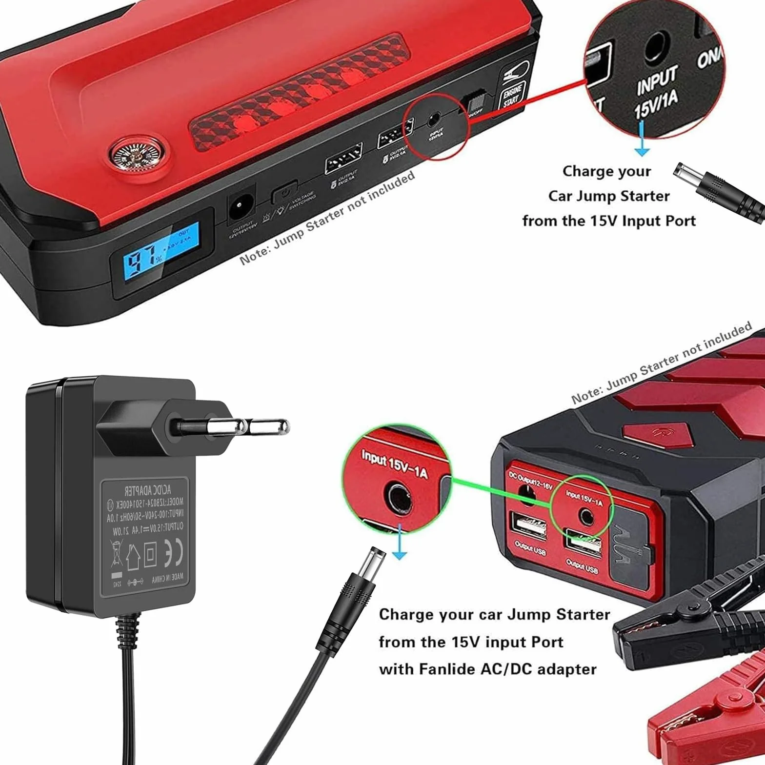 Peak Zasilacz sieciowy 15 V do Car Jump Starter 2000A D25 GP03B