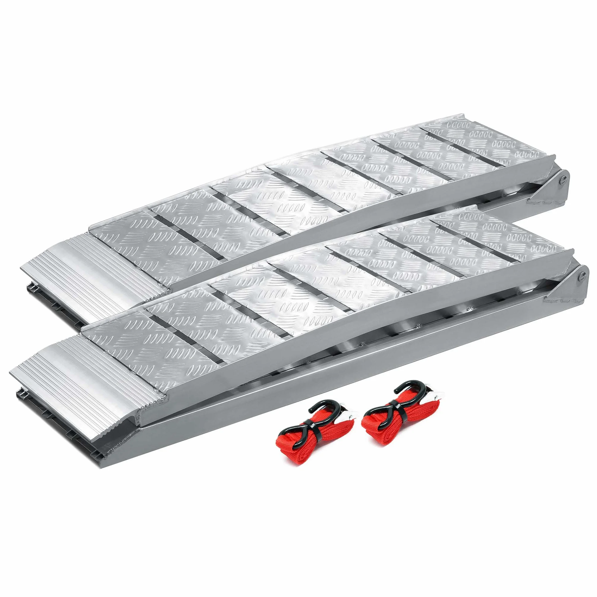 Wiltec Zestaw składany najazd aluminiowy 2 szt. o długości 228 cm i łączny udźwig 1360 kg, lekka i łatwa do przechowywania, do załadowania quadów i motocykli