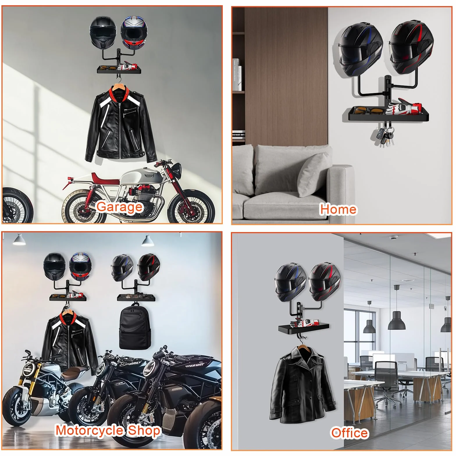 Uchwyt na kask motocyklowy, uchwyt ścienny, stojak na kask w stylu industrialnym
