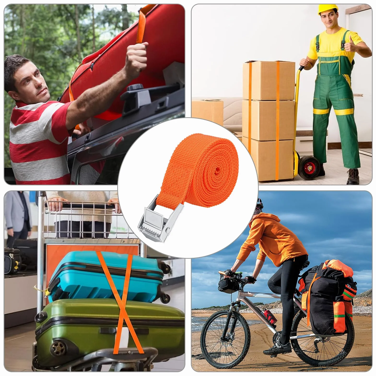 6 sztuk pasów mocujących 50 cm, regulowane pasy mocujące z zamkiem zaciskowym, nierdzewne paski mocujące, pasy do mocowania bagażników rowerowych, pas mocujący do transportu, ładunku, bagażu, na