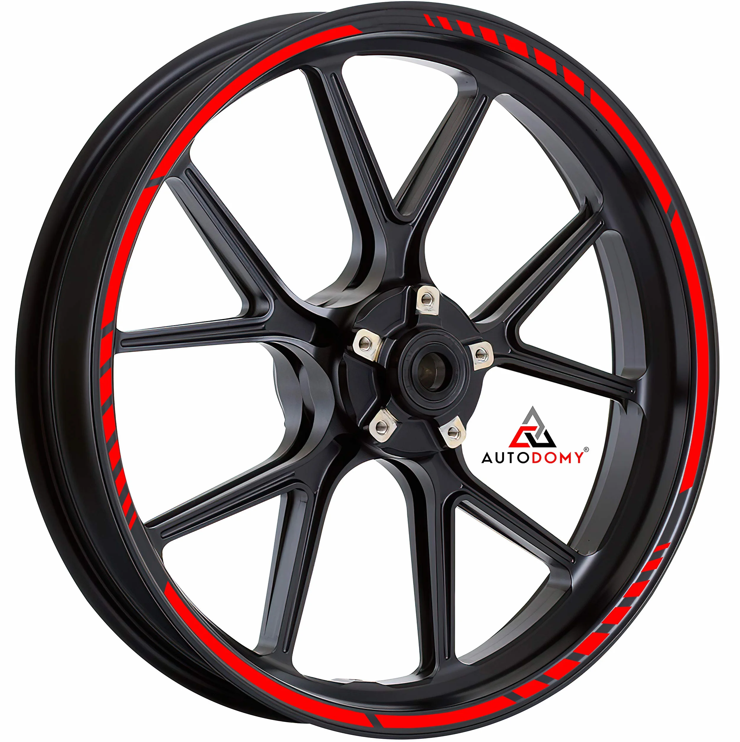 Naklejki na Felgi Motocyklowe Zestaw Pełny 15"-19" Czerwone Sportowe Odporne na Deszcz Słońce Tłuszcz Olej