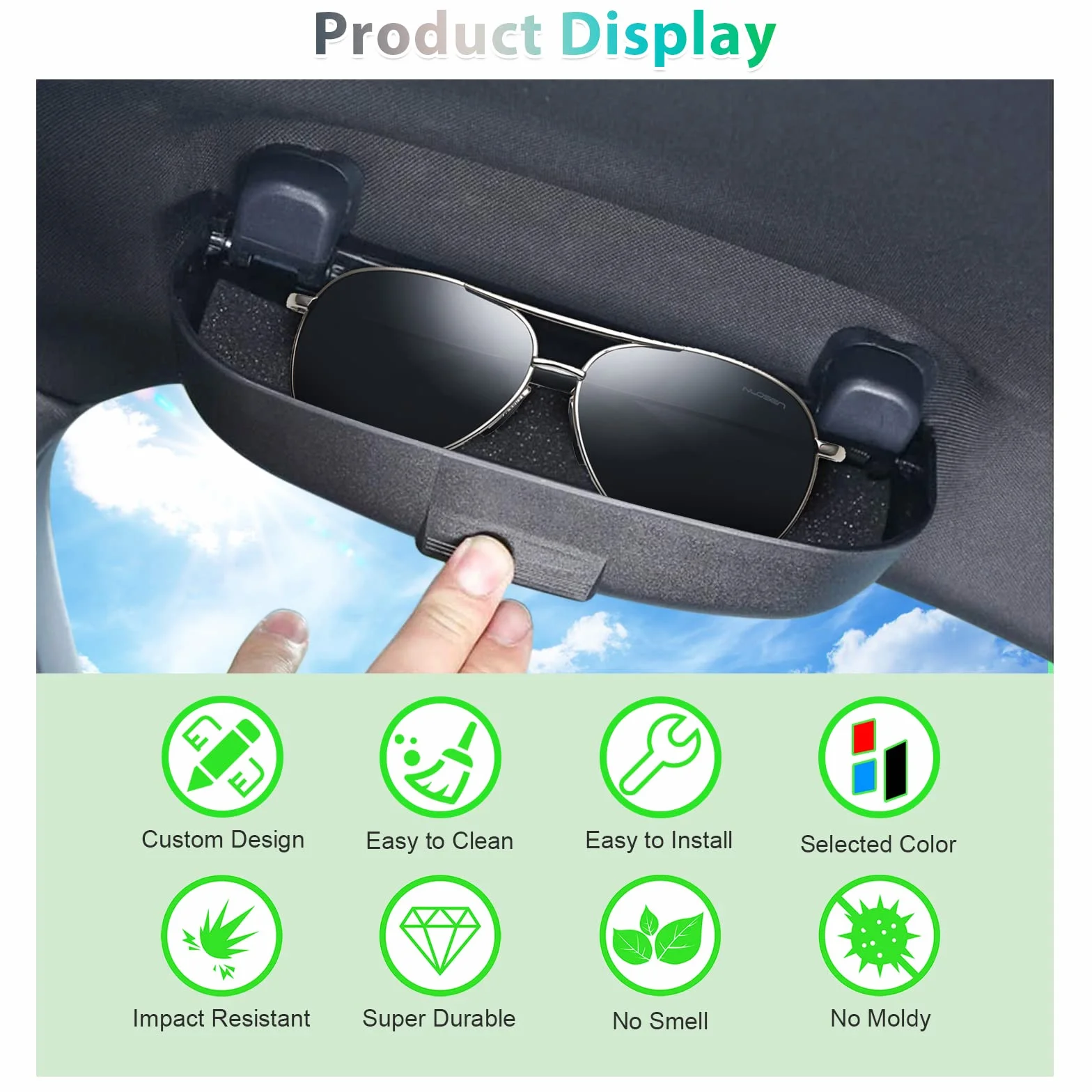 GAFAT Uchwyt na Okulary Samochodowy Volvo XC40 XC60 XC90 V60 V90 S90, Etui Przeciwsłoneczne, Organizer Czarny
